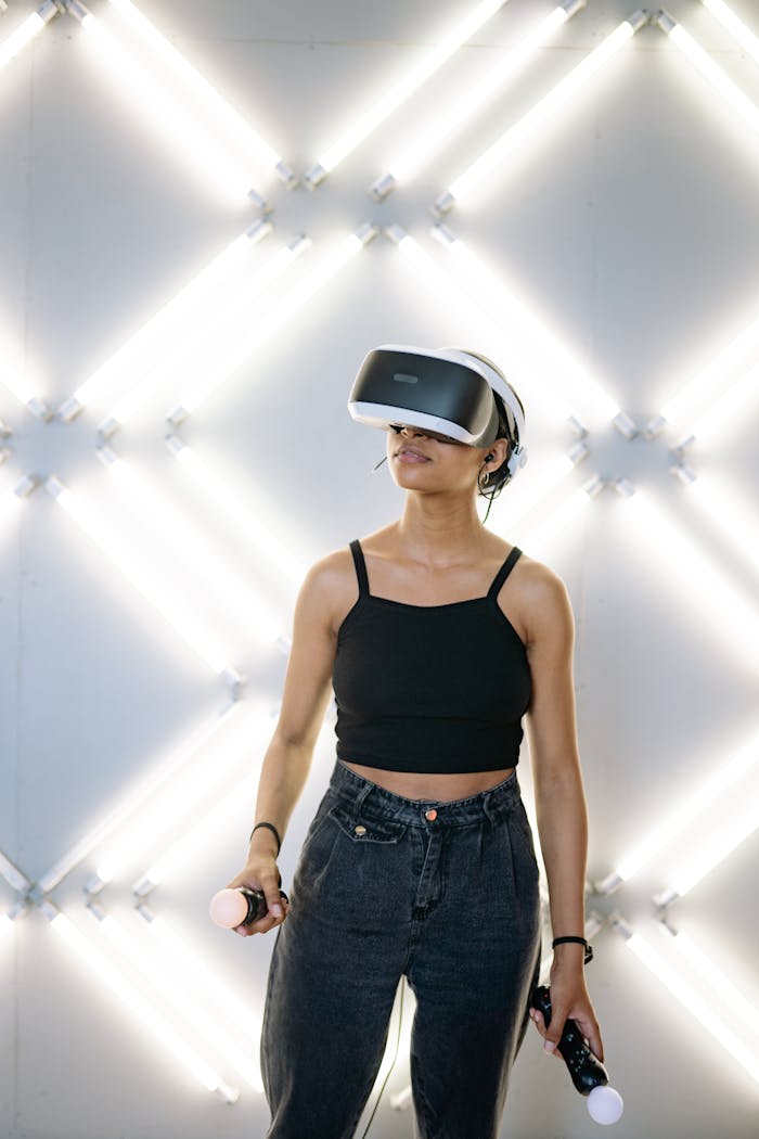 A Woman Playing VR Box